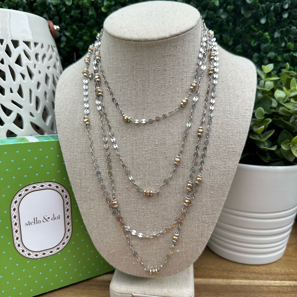 Stella & Dot Setta Layering Gold and Silver Necklace